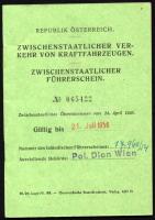 1955 Ausztria, nemzetközi jogosítvány (vezetői engedély) magyar személy részére, fényképes