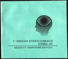 1971 V. Országos Ifjúsági Filmnapok, Kőszeg, 1971. Kislexikon a versenyfilmek alkotóiról. Filmismert...