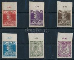 1918 Károly-Zita vágott ívszéli sor (10.000) (10f kis gumihiba, 40f falcmaradvány / small gum distur...