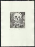 Orosz István (1951-): A Bolondok Hajója XXI. Rézkarc, papír, jelzett és számozott (67/150). 11x11 cm