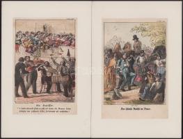 1849 Karikatúrák, 4 db színezett metszet, kartonra ragasztva, 18x11 cm körüli méretben