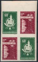 1958 A szocialista országok postaügyi minisztereinek értekezlete (I.) ívszéli vágott 4-es tömb (6.00...