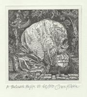 Orosz István (1951-): A Bolondok Hajója VI. Rézkarc, papír, jelzett és számozott (68/150) a paszpart...