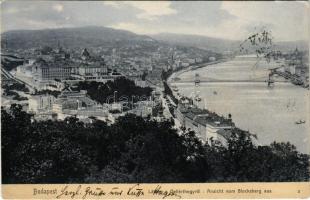 1905 Budapest I. Látkép a Gellérthegyről, Királyi vár, Tabán, Lánchíd (EK)