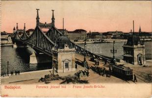 Budapest, Ferenc József híd, villamos, építkezés. Taussig Arthur 5068. (EM)
