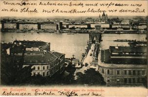 1905 Budapest I. Kilátás a Lánchídra. Taussig Arthur 3266. (EK)