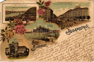 1901 Budapest, Tabán a Gellértheggyel, Andrássy út az Oktogon térrel, lóvasút, Keleti pályaudvar, Or...