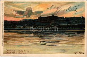 Budapest I. Budavár, Királyi vár, Várkert. Kuenstlerpostkarte No. 2005. von Ottmar Zieher Kunstansta...