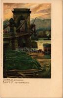 Budapest, Lánchíd. Kuenstlerpostkarte No. 2308. von Ottmar Zieher Kunstanstalt litho s: Raoul Frank