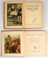 2 db német nyelvű könyv: Defoe, Daniel: Robinson Crusoe. Bearbeitet von Paul Lang, Würzburg. München...