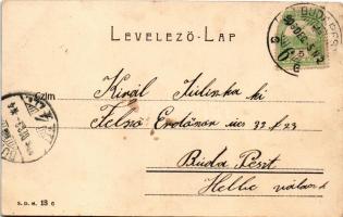 1906 Budapest V. Korzó, villamos. S.D.M. 13c. (ázott sarok / wet corner)