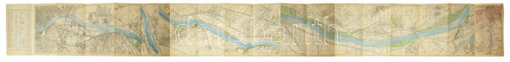cca 1930-1940 A Duna Budapest-Paks (116 km) szakaszának térképe. Vízisporttérképek 12. sz. Bp., M. K...