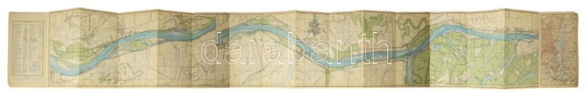 cca 1930-1940 A Duna Paks-Mohács (80 km) szakaszának térképe. Vízisporttérképek 13. sz. Bp., M. Kir....