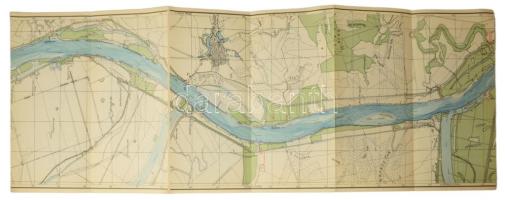 cca 1930-1940 A Duna Paks-Mohács (80 km) szakaszának térképe. Vízisporttérképek 13. sz. Bp., M. Kir....