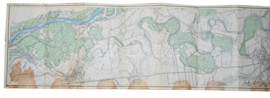 cca 1930-1940 Győri (Mosoni) Dunaág térképe. Vízi sporttérképek 9. sz. Bp., M. Kir. Állami Térképész...
