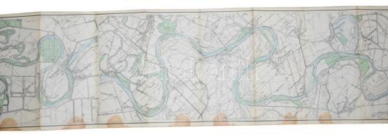 cca 1930-1940 Győri (Mosoni) Dunaág térképe. Vízi sporttérképek 9. sz. Bp., M. Kir. Állami Térképész...