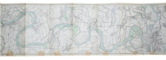 cca 1930-1940 Győri (Mosoni) Dunaág térképe. Vízi sporttérképek 9. sz. Bp., M. Kir. Állami Térképész...
