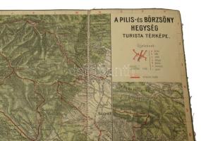 1927 A Pilis- és Börzsöny-hegység turista térképe, 1 : 75.000, M. Kir. Állami Térképészet, vászonra ...