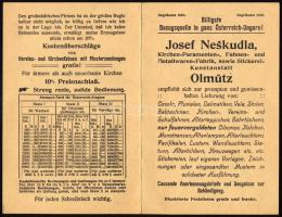 1909 Josef Neškudla Kirchen-Paramenten-, Fahnen- und Metallwaren-Fabrik, sowie Stickerei-Kunstanstal...
