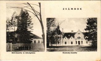 1923 Zsámbok, Biró-kastély és községháza, Beniczky-kastély. A képeslap címzettje székhelyi gróf Mail...