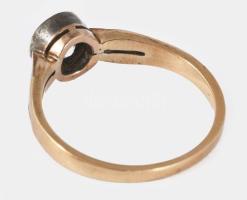 cca 1910 Arany (Au) szoliter gyűrű, 14k, m:53, fehérarany (Au) foglalatban 0,75ct brill csiszolású g...
