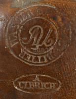 Librich ásványvizes palack. Mázas kerámia. Jelzett, XIX. sz. száján kis pattogzások 20 cm