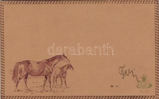 1899 Horses Emb. litho