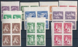 1960 Várak (I.) vágott sor ívszéli 4-es tömbökben (120.000) (ráncok / creases)