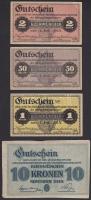 Ausztria/Kleinmünchen/hadifogolytábor 1915. 1H, 2H, 50H, 10K 4klf bankjegy T:II,II/III