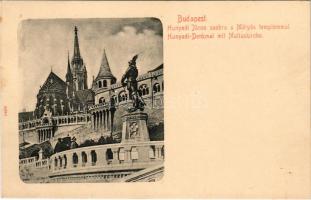 Budapest I. Hunyadi János szobra a Mátyás templommal. Taussig Arthur 5496. (fl)