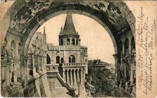 1904 Budapest I. Halászbástya, Mátyás lépcső. Taussig Arthur 3174. (EK)