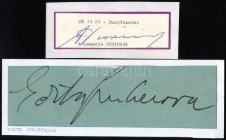 Edita Gruberová (1946-2021) opera-énekesnő és Annemarie Düringer (1925-2014) színésznő aláírásai kiv...