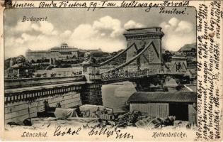 1903 Budapest, Lánchíd, pesti rakpart (EB)