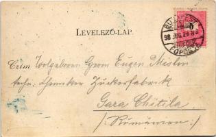 1898 Budapest I. Kilátás a Gellérthegyről, Tabán, Döbrentei tér, Királyi vár, Lánchíd este holdfényb...