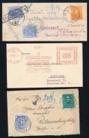 1927-1949 8 db kis alakú futot boríték, közte 2 portós és 1 gépi bérmentesítés