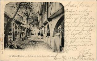 1902 Paris, Le Vieux, Les Echoppes de la Rue du Rempart. Berthaud-Baschet / street view