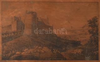 "Esztergom vára 1790" réz nyomódúc, jelzett a dúcon, 15x19,5 cm