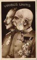 Egyesült erővel. II. Vilmos császár, I. Ferenc József. Bing &amp; Pietsch / WWI German and Austr...