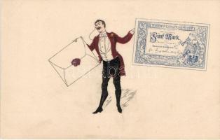 Mark banknote and gentleman litho