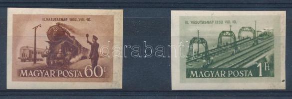 1952 Vasutasnap vágott sor (7.000) (foltok, 60f törés / spots, fold)