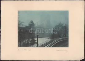 1931 Orphanides János (1876-1939): ,,Dunai híd" (Lánchíd). Fotoheliogravür, papír, jelzett, 17,...