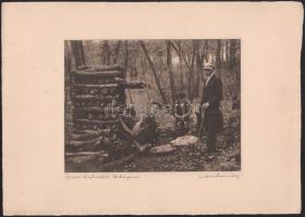 cca 1930 Orphanides János (1876-1939): Szalonkahajtók, Esztergom. Fotoheliogravür, papír, jelzett, m...