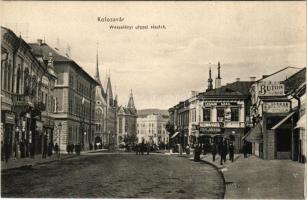 1916 Kolozsvár, Cluj; Wesselényi utca, Herman Gyula, Legman Samu, Klein és Társa üzlete. Rigó Árpád ...