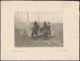 1931 Orphanides János (1876-1939): Pásztortűz, Páty. Fotoheliogravür, papír, jelzett, 17,5x24 cm
