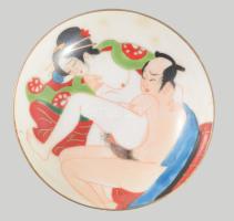 Kutani ware esküvői szakés csésze szett, 3 darab. Japán, feltehetően Taisho korszak (1912-1926), kéz...