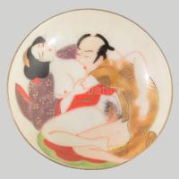 Kutani ware esküvői szakés csésze szett, 3 darab. Japán, feltehetően Taisho korszak (1912-1926), kéz...
