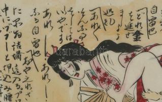 cca 1850 Shunga - Shógun és lány. Japán, feltehetően Edo-korszak, japán tus és akvarell, kalligrafik...