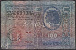 1912 100K fekete román ellenbélyegzővel T:III-