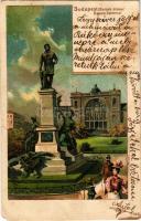 1903 Budapest VII. Baross szobor, Keleti pályaudvar, vasútállomás. litho (EM)