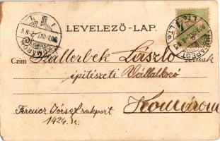 1903 Budapest VII. Baross szobor, Keleti pályaudvar, vasútállomás. litho (EM)